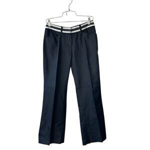 Willi Smith Blue w/ White Faux Belt Flat Front Straight Fit Ankle Length Pants 6